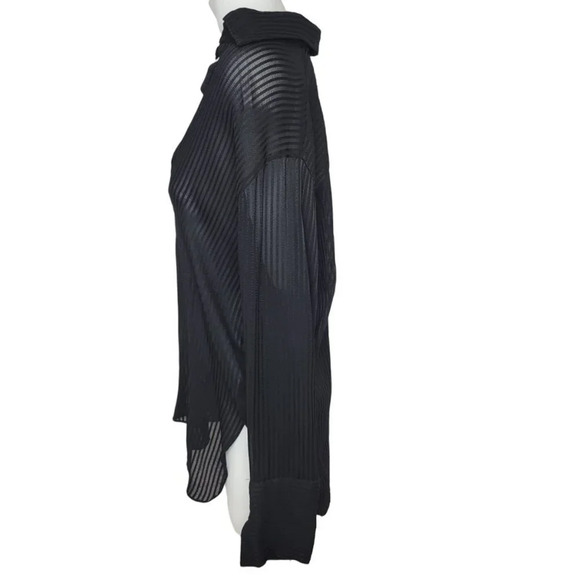 Zara  Bamboo Fibre Sheer Striped Oversized Top - Picture 3 of 7